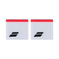 Babolat Logo Small Wristbands - White/Strike Red