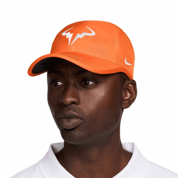 Tennis Hats and Visors Nike Rafa DriFIT Club Cap  Safety Orange/White FB5600819