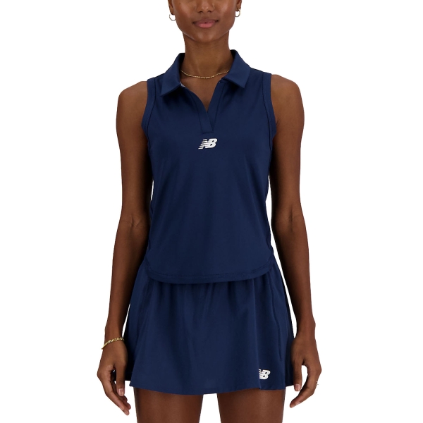 Women`s Tennis Tanks New Balance Collared Tournament Tank  NB Navy WT41402NNY