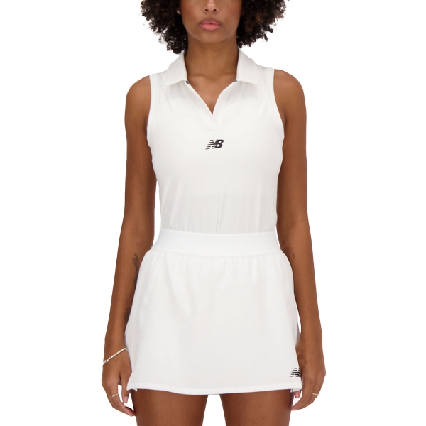 Women`s Tennis Tanks New Balance Collared Tournament Tank  White WT41402WT